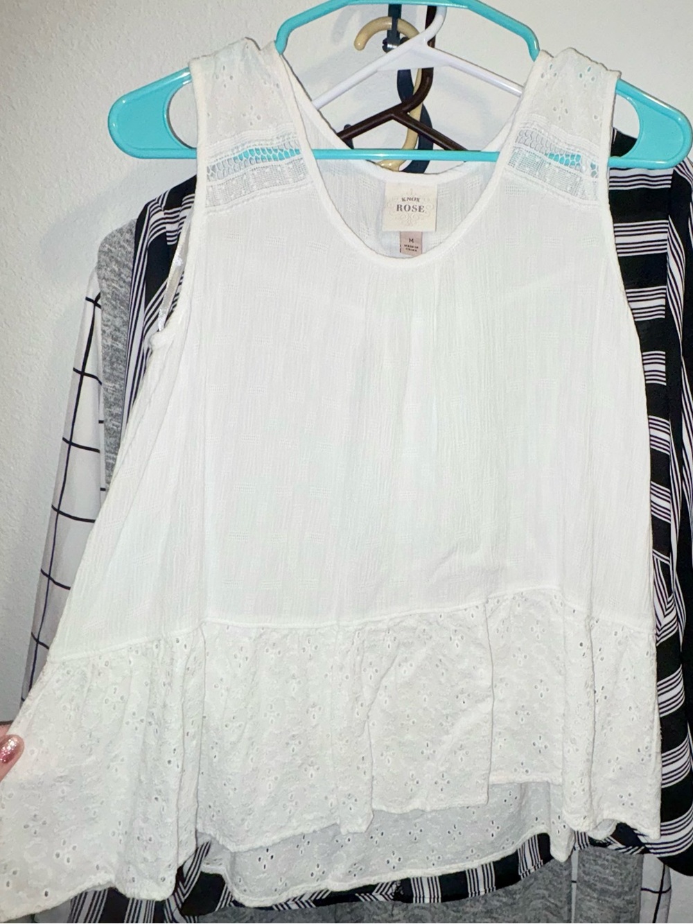 Knox Rose White Eyelet Ruffle Camisole